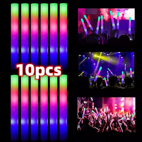 10pcs LED Foam Glow Sticks Party Wedding Flashing LED Light Stick Light-up Wand