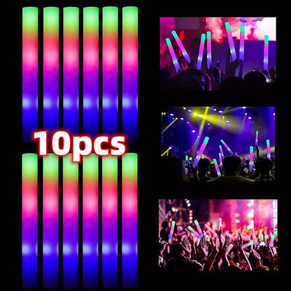 10pcs LED Foam Glow Sticks Party Wedding Flashing LED Light Stick Light-up Wand