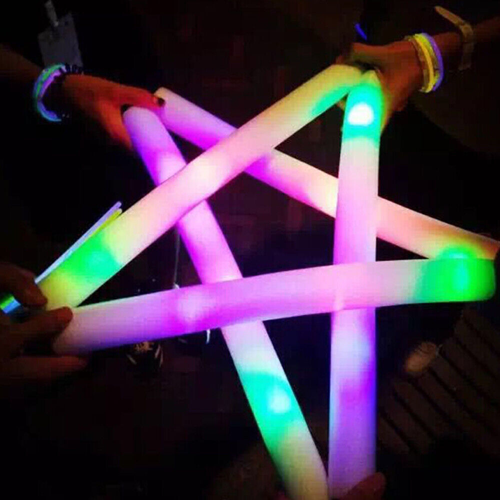 10pcs LED Foam Glow Sticks Party Wedding Flashing LED Light Stick Light-up Wand