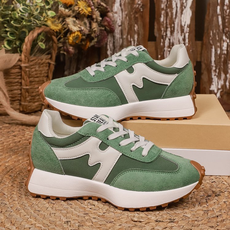 Womens Chunky-Soled Sneakers Lace-up Casual Shoes