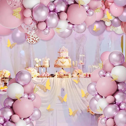 Arch White Pink Butterfly Balloon