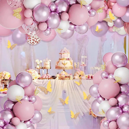 Arch White Pink Butterfly Balloon