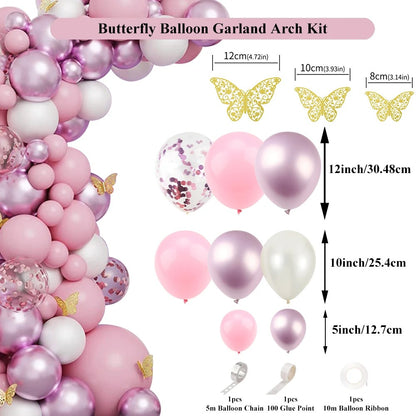 Arch White Pink Butterfly Balloon
