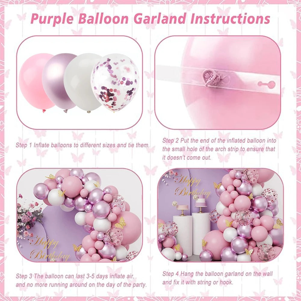 Arch White Pink Butterfly Balloon
